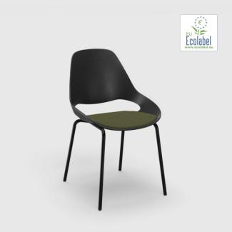 Stuhl ohne Armlehne FALK schwarz Tube aus Pulverbeschichtetem schwarzem Stahl Sitzpolster kiefergrün