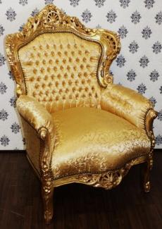Barock Sessel King Gold Muster / Gold - Möbel Antik Stil