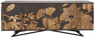 Casa Padrino Designer Kommode Sideboard 175 x 45 x H. 75cm Fernsehschrank Mod. 2 - Handgefertigt aus massivem Mangoholz!