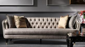 Casa Padrino Luxus Barock Sofa Grau / Schwarz / Gold 231 x 94 x H. 83 cm