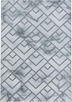 Kurzflor Teppich Nauro Läufer - 80x250 cm - Silberfarbe