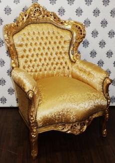 Casa Padrino Barock Sessel King Gold Muster / Gold 85 x 85 x H. 120 cm - Antik Stil