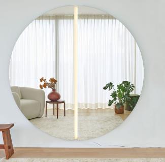 Casa Padrino Luxus Spiegel 200 x 3,5 x H. 200 cm - Runder Wandspiegel mit LED Streifen - Wohnzimmer Hotel Restaurant Boutique Spiegel