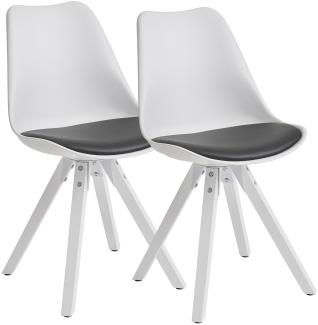 KADIMA DESIGN Esszimmerstühle LUND - Modernes Design mit fest verbundenem Sitzpolster, Massivholz-Beine, 2er Set. Farbe: Grau