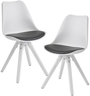 KADIMA DESIGN Esszimmerstühle LUND - Modernes Design mit fest verbundenem Sitzpolster, Massivholz-Beine, 2er Set. Farbe: Grau