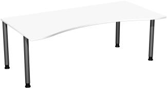 Schreibtisch '4 Fuß Flex' höhenverstellbar, 200x100cm, Weiß / Anthrazit