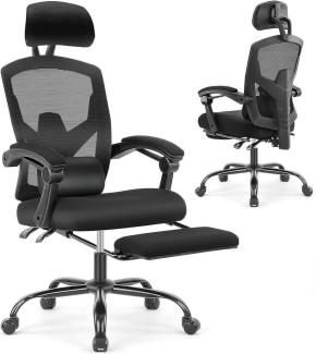 DUMOS Bürostuhl Ergonomisch Schreibtischstuhl Komfortarmlehnen Fußstütze Office Chair