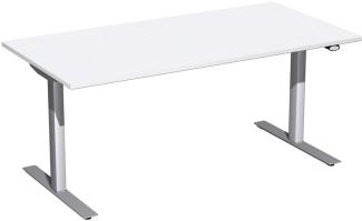 Elektro-Hubtisch 'Flex', höhenverstellbar, 160x80x68-116cm, gerade, Weiß / Silber