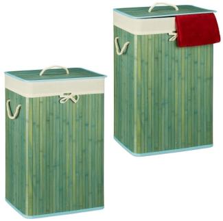 2 x Wäschekorb Bambus eckig blau 10041857