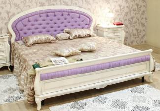 Casa Padrino Luxus Barock Doppelbett mit Glitzersteinen Lila / Weiß - Prunkvolles Massivholz Bett - Luxus Schlafzimmer Möbel im Barockstil - Barock Schlafzimmer Möbel - Edel & Prunkvoll