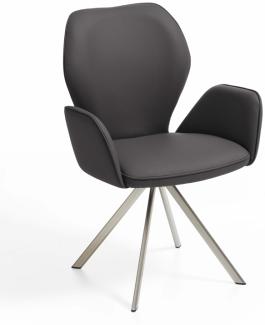 Niehoff Sitzmöbel Colorado Trend-Line Design-Armlehnenstuhl Edelstahl/Leder - 180° drehbar Napoli anthrazit