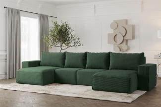 Wohnlandschaft U-Form Sofa ESTELLE in Stoff Poso Grün
