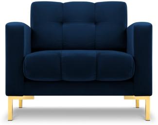 Micadoni Samtstoff Sessel Mamaia | Bezug Royal Blue | Beinfarbe Gold Metal