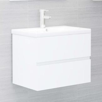vidaXL Waschbeckenunterschrank mit Einbaubecken Weiß Spanplatte [3071630]