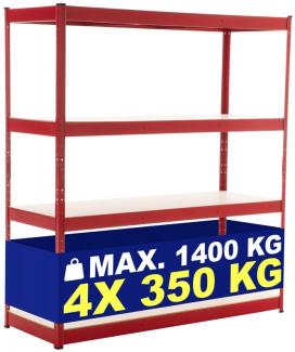 Lagerregal 160x60x180 cm (Farbe: rot)