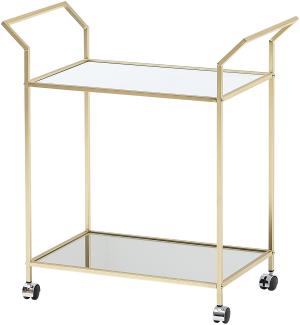 KADIMA DESIGN Servierwagen in Gold - Beistelltisch mit Rollen für flexible Nutzung und viel Stauraum.