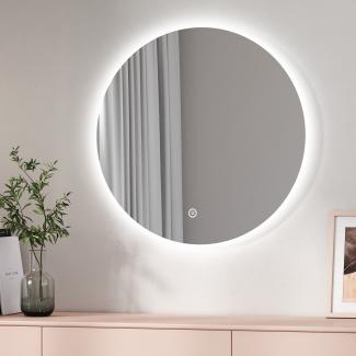 EMKE LED Badspiegel mit Beleuchtung Touch Dimmbar Touch Rund Lichtspiegel ф70cm 6500K Speicherfunktion Wandspiegel