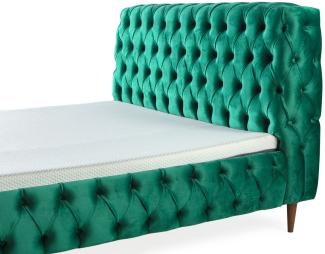 Casa Padrino Luxus Chesterfield Doppelbett Grün / Braun - Verschiedene Größen - Modernes Bett mit Matratze und Sitzbank - Schlafzimmer Möbel