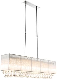 LED Hängeleuchte, Kristalle, Seide, silber, H 120 cm