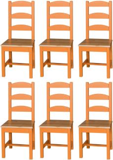 Casa Padrino Landhausstil Esszimmer Stuhl Set 48 x 41 x H. 93 cm - Verschiedene Farben - Massivholz Küchen Stühle 6er Set - Esszimmer Möbel im Landhausstil