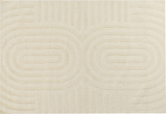 Teppich Wolle hellbeige 160 x 230 cm Streifenmuster MASTUNG
