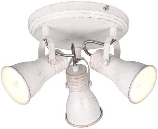 LED Deckenstrahler 3 flammig verstellbare Metallschirme in Weiß, Ø 28cm