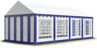 Party-Zelt Festzelt 4x8 m Garten-Pavillon -Zelt PVC Plane 700 N in blau-weiß Wasserdicht