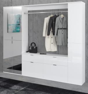 Garderobenschrank mit Spiegel ProjektX in weiß Hochglanz 212 x 193 cm