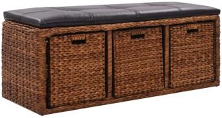 vidaXL Sitzbank mit 3 Körben Seegras 105×40×42 cm Braun 246116