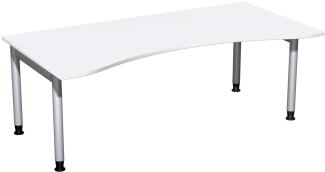 Schreibtisch '4 Fuß Pro' höhenverstellbar, 200x100cm, Weiß / Silber