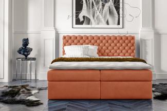 Stylefy 'Alviero' Boxspringbett, Velours Monolith Orange 120 x 200 cm