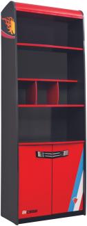 Cilek Bücherregal Champ in Rot mit vier Böden und Schrank