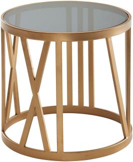 KADIMA DESIGN Glas-Beistelltisch - Modernes und einzigartiges Möbelstück aus Metall. Farbe: Gold
