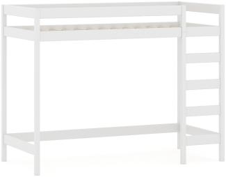 WNM Group Hochbett mit Leiter LUKI - Kinderbett mit Rausfallschutz und Lattenrost - Absturzsicherung Hochbett - Jugendbett - Kinderhochbetten - Weiß - 80 x 160 x 160 cm