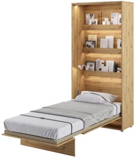 MEBLINI Schrankbett Bed Concept - BC-03 - 90x200cm Vertikal - Artisan Eiche - Wandbett mit Lattenrost - Klappbett mit Schrank - Wandklappbett - Murphy Bed - Bettschrank