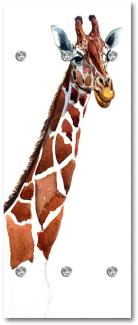 Queence Garderobe - "Giraffe" Druck auf hochwertigem Arcylglas inkl. Edelstahlhaken und Aufhängung, Format: 50x120cm