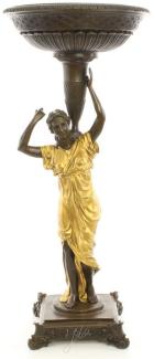 Casa Padrino Jugendstil Blumentopfständer Bronze / Gold 33 x 33 x H. 77,2 cm - Luxus Bronzefigur