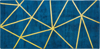 Teppich marineblau gold 80 x 150 cm geometrisches Muster HAVZA