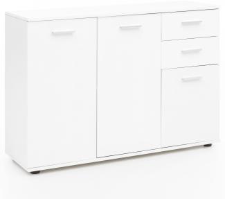KADIMA DESIGN ITTER Holz Kommode - Stauraum mit 3 Türen & 2 Schubladen für alle Wohnbereiche. Farbe: Weiß