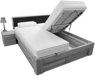 Doppelbett 200x200 cm mit Bettkasten und Lattenrost Wildeiche massiv Verona