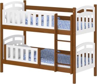 WNM Group Kinderbett mit Rausfallschutz Suzie - aus Massivholz - Hochbett für Mädchen und Jungen - Absturzsicherung Hochbett - Kinderhochbetten 190x90 cm - Braun