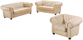 Chandler Sofa 3-Sitzer pigmentiertes Nappaleder Beige Buche Nussbaumfarben