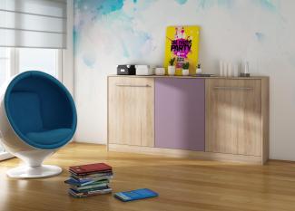 Domando Schrankbett Vercelli Modern Breite 212cm, ausklappbare Liegefläche, Platzwunder, schöne Farbkombination in Sonoma Eiche und Violett