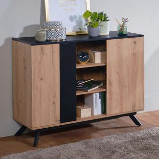 KADIMA DESIGN Eichedekor Standschrank - Modernes und vielseitiges Möbelstück für Wohnzimmer, Küche, und Flur.