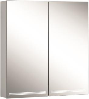 Schneider GRACELINE LED Lichtspiegelschrank, 2 Doppelspiegeltüren, 70x70x12cm, 116. 470, Ausführung: CH-Norm/Korpus silber eloxiert - 116. 470. 01. 50