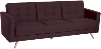 Sofa 3-Sitzer mit Bettfunktion Karisa Bezug Flachgewebe Buche natur / burgund 21935