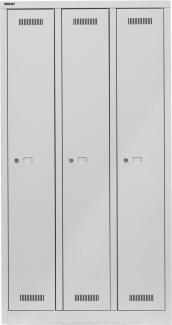 Bisley MonoBloc™ Garderobenschrank, 3 Abteile, je 1 Fach, Farbe lichtgrau
