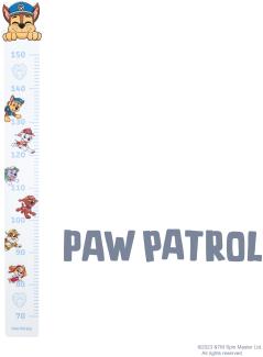 roba Messlatte für Kinder Paw Patrol - Skala von 70 cm bis 150 cm für Mädchen & Jungen - Kindermesslatte für Kinderzimmer - Holz weiß / blau