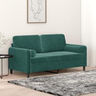vidaXL 2-Sitzer-Sofa mit Zierkissen Dunkelgrün 140 cm Samt