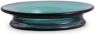 Casa Padrino Luxus Glasschale Grün Ø 30 x H. 7 cm - Runde Obstschale - Deko Schale aus mundgeblasenem Glas - Luxus Kollektion